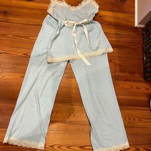Cami/cropped Bottom Pj's set with Polka Dots Satin Trim Small
